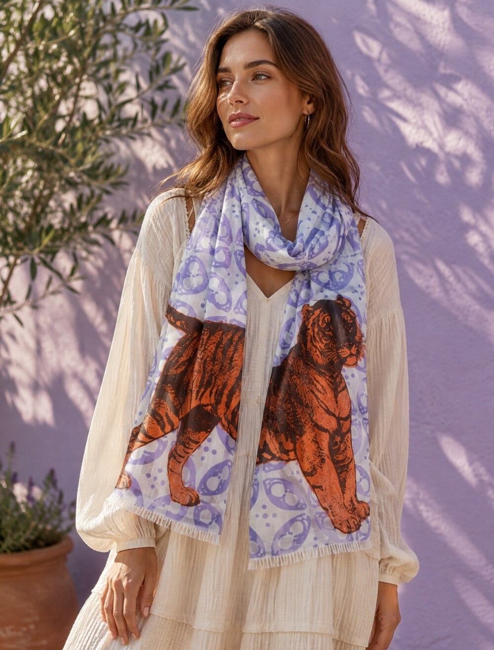 Thomas Paul Scarf TIGER Print 40x80 Wrap Shawl Rare!